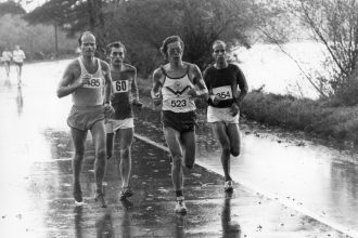 rainy Marathon in 1975 Essen Germany finish time 2h33 2